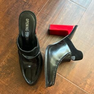 Opening Ceremony Black and Red Block Heel Mules